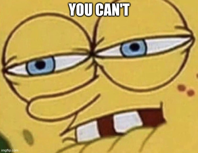 Spongebob Lip Bite | YOU CAN'T | image tagged in spongebob lip bite | made w/ Imgflip meme maker