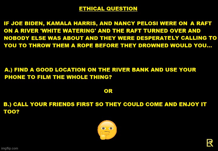 Ethical Question | image tagged in question | made w/ Imgflip meme maker