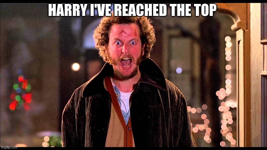 marvin | HARRY I'VE REACHED THE TOP | image tagged in marvin | made w/ Imgflip meme maker