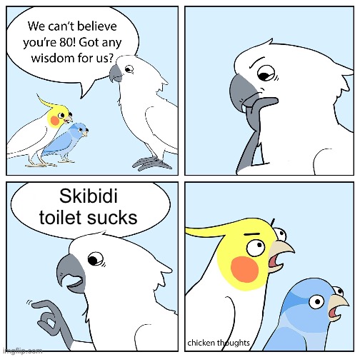 Yes, it does | Skibidi toilet sucks | image tagged in custom ur wise cockatoo,memes,funny,skibidi toilet,hating | made w/ Imgflip meme maker
