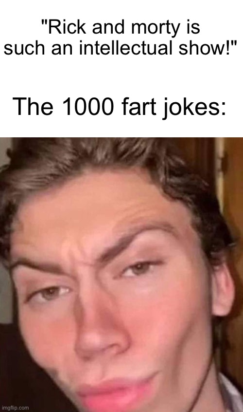 Rizz | "Rick and morty is such an intellectual show!"; The 1000 fart jokes: | image tagged in rizz | made w/ Imgflip meme maker