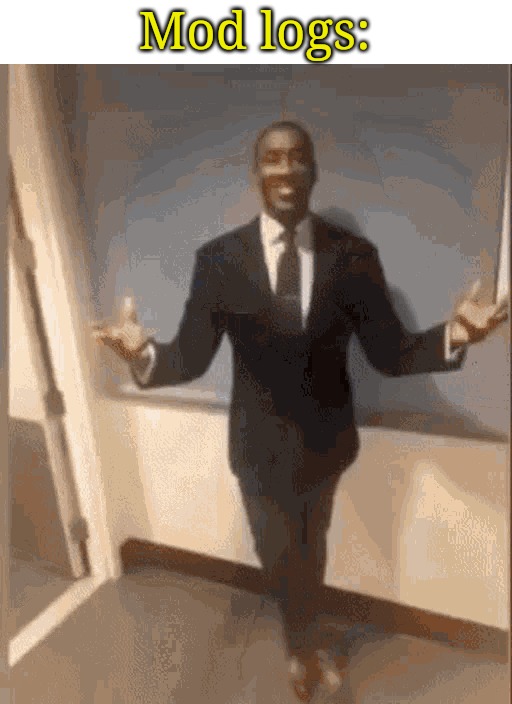 smiling black guy in suit | Mod logs: | image tagged in smiling black guy in suit | made w/ Imgflip meme maker