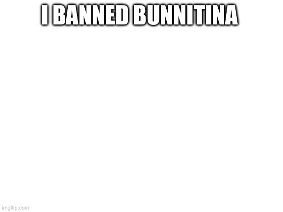 Blank White Template | I BANNED BUNNITINA | image tagged in blank white template | made w/ Imgflip meme maker