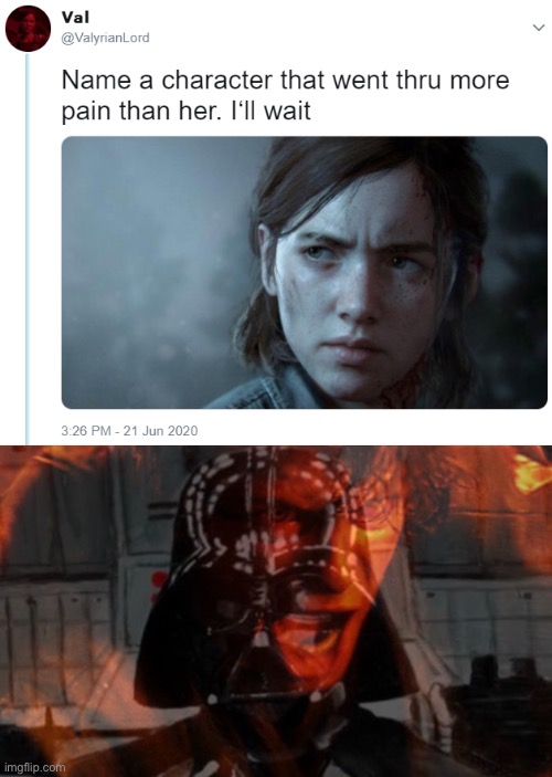 He had 3 limbs cut off, was tricked he killed his own wife, and burned alive | image tagged in name one character who went through more pain than her,anakin ptsd | made w/ Imgflip meme maker