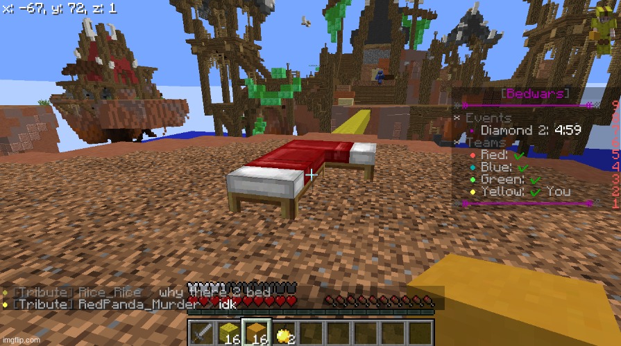 This was our bed in a game of trios.Owner of the server found out in game (i was teamed with him) | image tagged in 2 bed | made w/ Imgflip meme maker