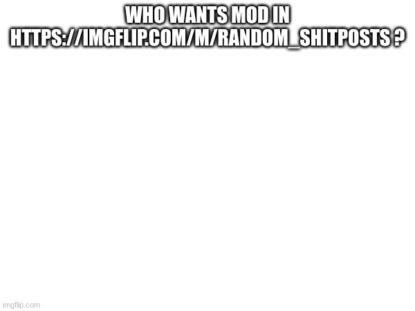 WHO WANTS MOD IN HTTPS://IMGFLIP.COM/M/RANDOM_SHITPOSTS ? | made w/ Imgflip meme maker