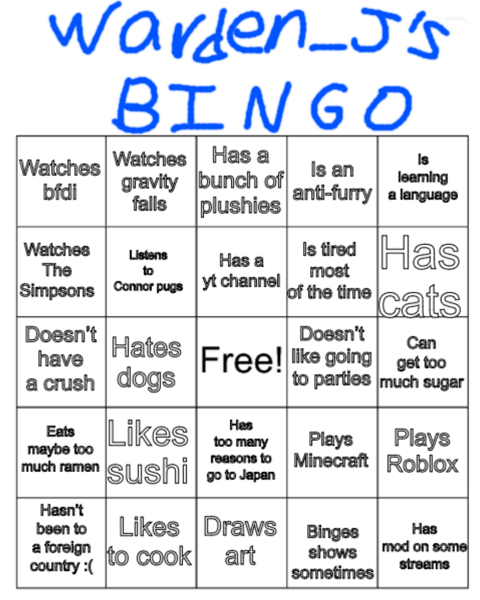 High Quality Warden_J‘s bingo Blank Meme Template