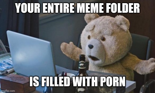 Ted 2 computer | YOUR ENTIRE MEME FOLDER IS FILLED WITH PORN | image tagged in ted 2 computer | made w/ Imgflip meme maker