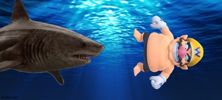 Wario dies by a Megalodon shark while swimming underwater in the Pacific Ocean. | image tagged in underwater ocean,wario dies | made w/ Imgflip meme maker