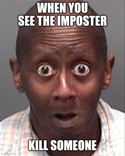 Oh god... EMERGENCY MEETING!!!!!!! | WHEN YOU SEE THE IMPOSTER; KILL SOMEONE | image tagged in funny face | made w/ Imgflip meme maker