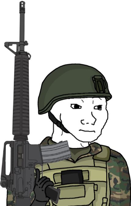 Eroican Soldier Welding a Colt M16A3 Blank Meme Template