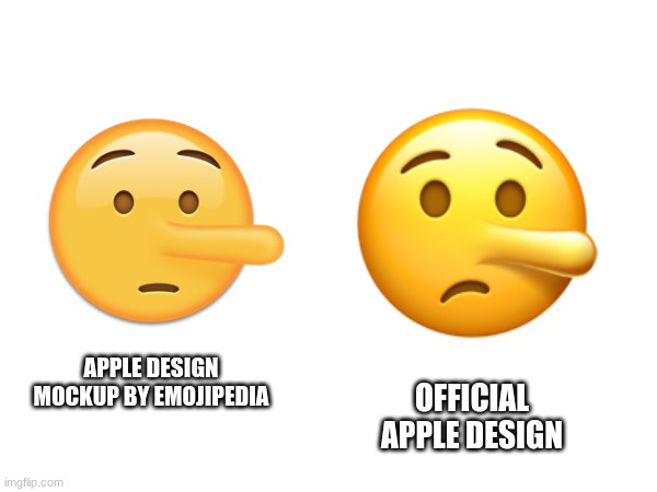 apple design mockups by emojipedia are wrong part 14 | APPLE DESIGN MOCKUP BY EMOJIPEDIA; OFFICIAL APPLE DESIGN | image tagged in emoji,emojis | made w/ Imgflip meme maker