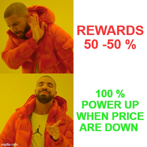 power up | REWARDS 50 -50 %; 100 % POWER UP WHEN PRICE ARE DOWN | image tagged in memes,hive,funny memes,cryptocurrency,bullies,lol so funny | made w/ Imgflip meme maker