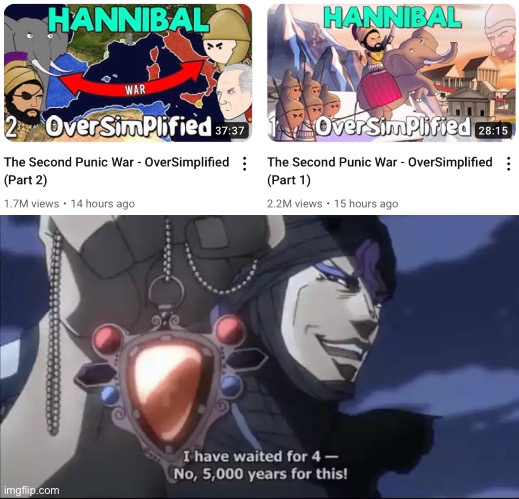 He’s back after a year | image tagged in jojo kars i have waited for this,oversimplified | made w/ Imgflip meme maker