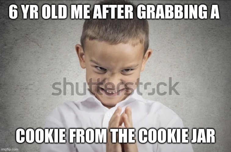 sneaky me | 6 YR OLD ME AFTER GRABBING A; COOKIE FROM THE COOKIE JAR | image tagged in sneak 100,best | made w/ Imgflip meme maker