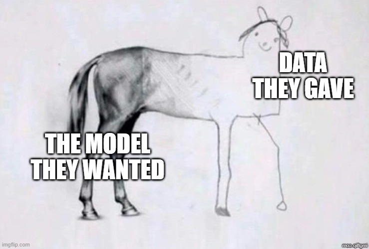 model they wanted data they gave | DATA THEY GAVE; THE MODEL THEY WANTED | image tagged in horse drawing | made w/ Imgflip meme maker