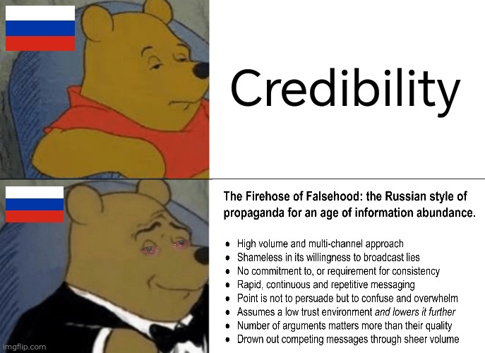 Tuxedo Winnie The Pooh | Credibility | image tagged in memes,tuxedo winnie the pooh | made w/ Imgflip meme maker