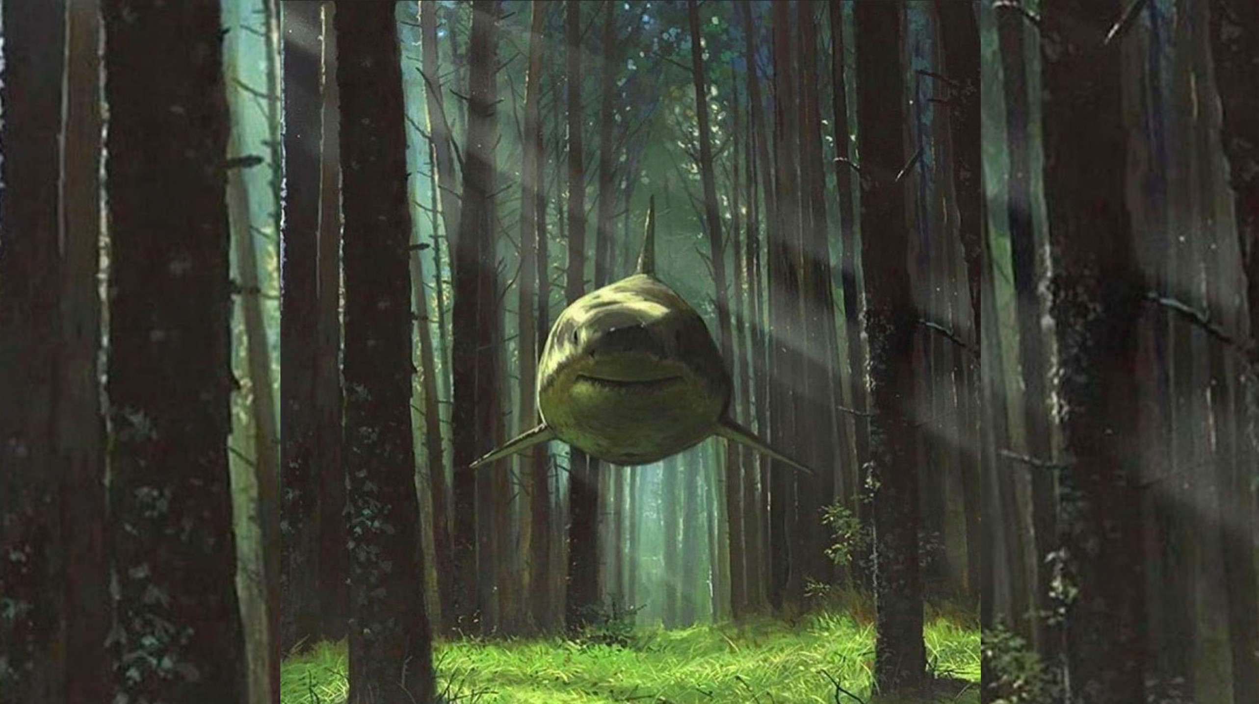 High Quality shark in forest Blank Meme Template