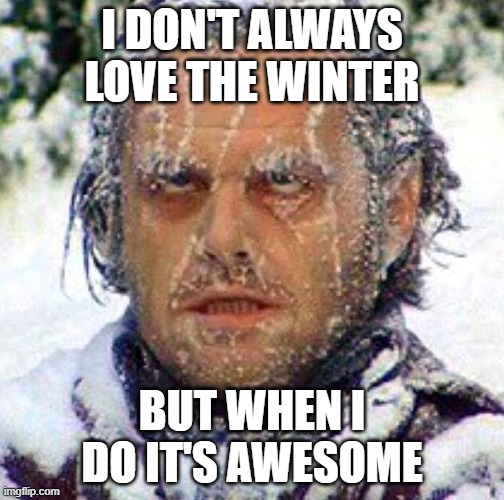 Winter is Awesome!!! | I DON'T ALWAYS LOVE THE WINTER; BUT WHEN I DO IT'S AWESOME | image tagged in jack nicholson the shining snow,cold,postive attitude,winter | made w/ Imgflip meme maker