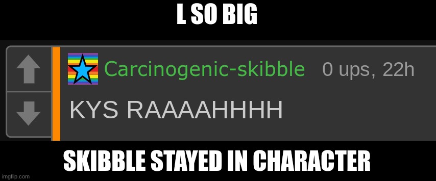 L SO BIG; SKIBBLE STAYED IN CHARACTER | made w/ Imgflip meme maker