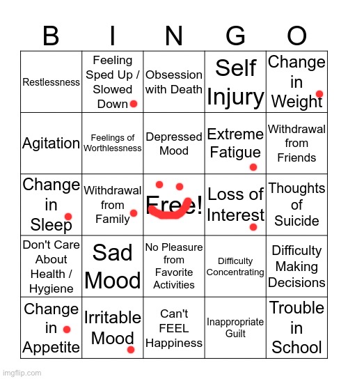 depression bingo 1 | image tagged in depression bingo 1 | made w/ Imgflip meme maker