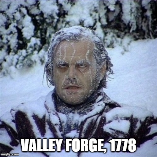 It was COLD | VALLEY FORGE, 1778 | image tagged in frozen guy | made w/ Imgflip meme maker
