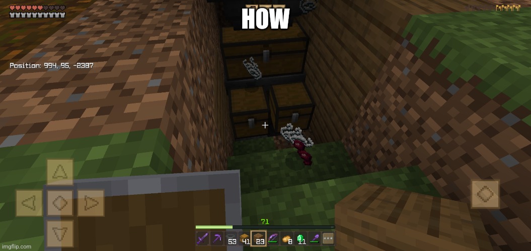A creeper blew up next to my mob farm and this happened | HOW | image tagged in minecraft | made w/ Imgflip meme maker
