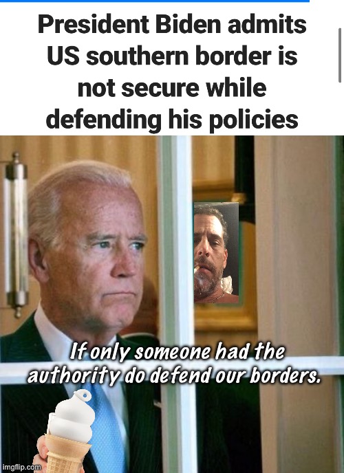 Joe Derp | If only someone had the authority do defend our borders. | image tagged in sad joe biden,politics lol,memes,government corruption,treason | made w/ Imgflip meme maker