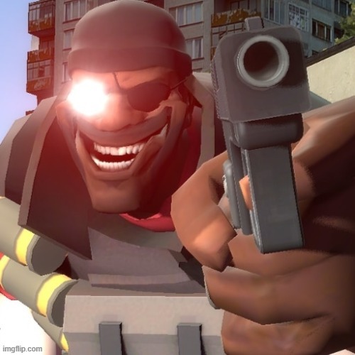 posting this for no reason | image tagged in demoman holding pistol | made w/ Imgflip meme maker