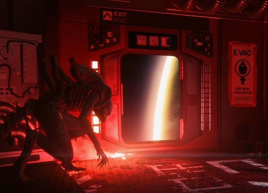 xenomorph next to exit Blank Meme Template