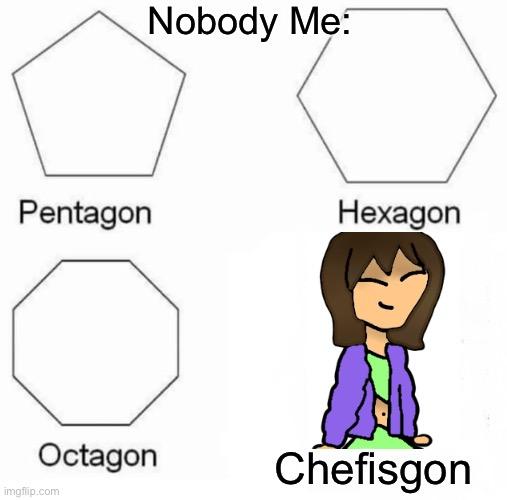 I didn’t know what to post | Nobody Me:; Chefisgon | image tagged in memes,pentagon hexagon octagon | made w/ Imgflip meme maker