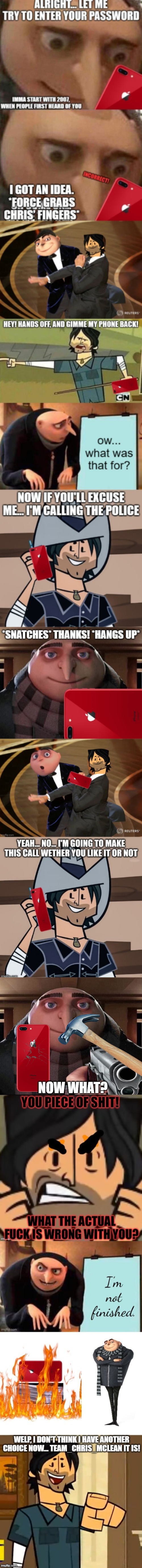 Stop, hammer time | NOW WHAT? | image tagged in gru gun | made w/ Imgflip meme maker