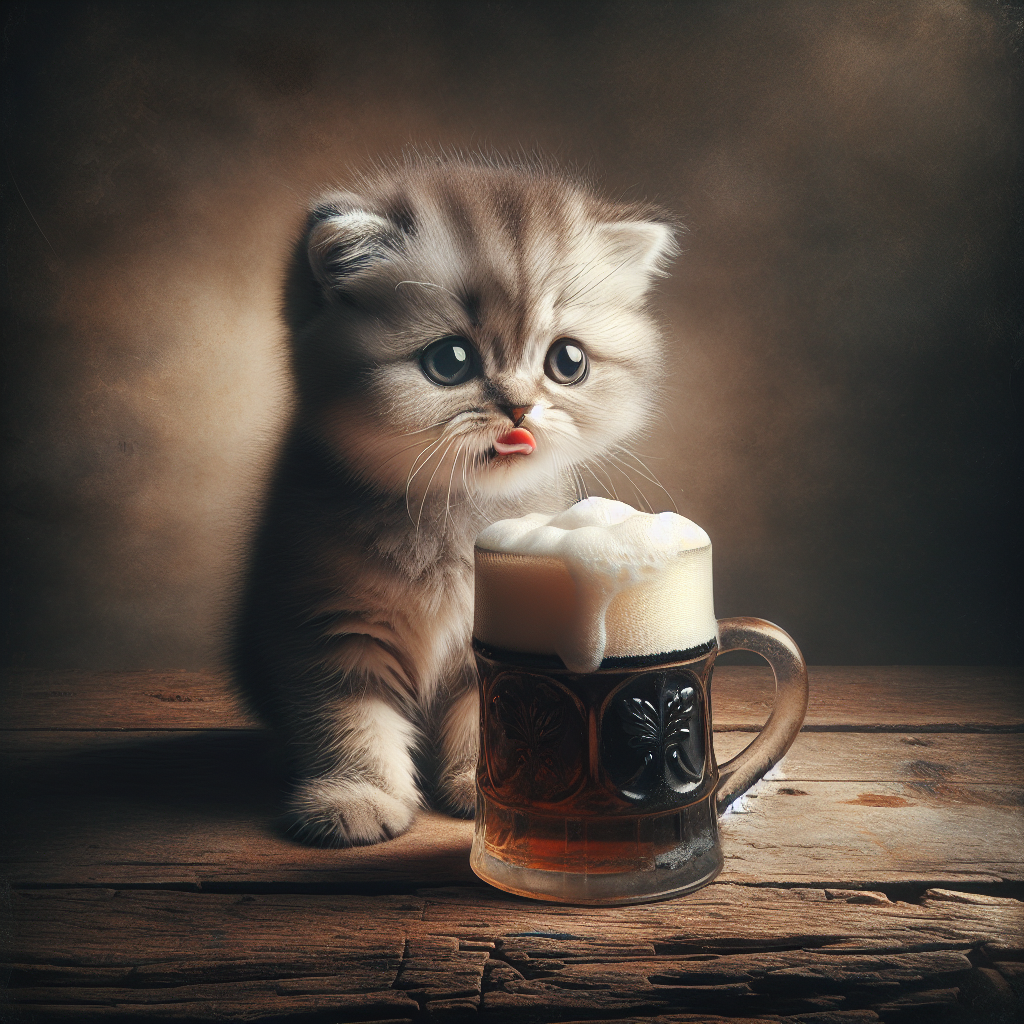 High Quality Kitten drinking a beer Blank Meme Template