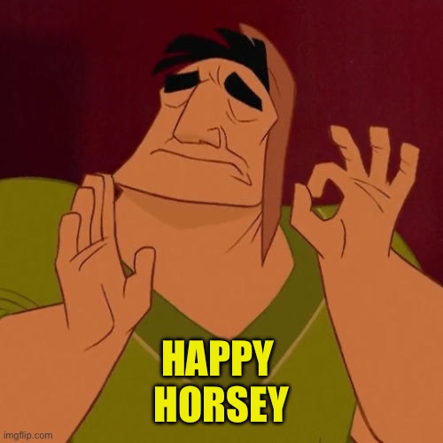 When X just right | HAPPY 
HORSEY | image tagged in when x just right | made w/ Imgflip meme maker