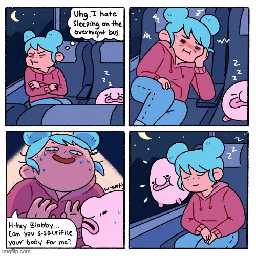 image tagged in overnight,bus,sleep,pillow,blobfish | made w/ Imgflip meme maker