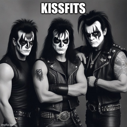 Misfits meets Kiss | KISSFITS | image tagged in misfits,heavy metal,metal,rock and roll | made w/ Imgflip meme maker