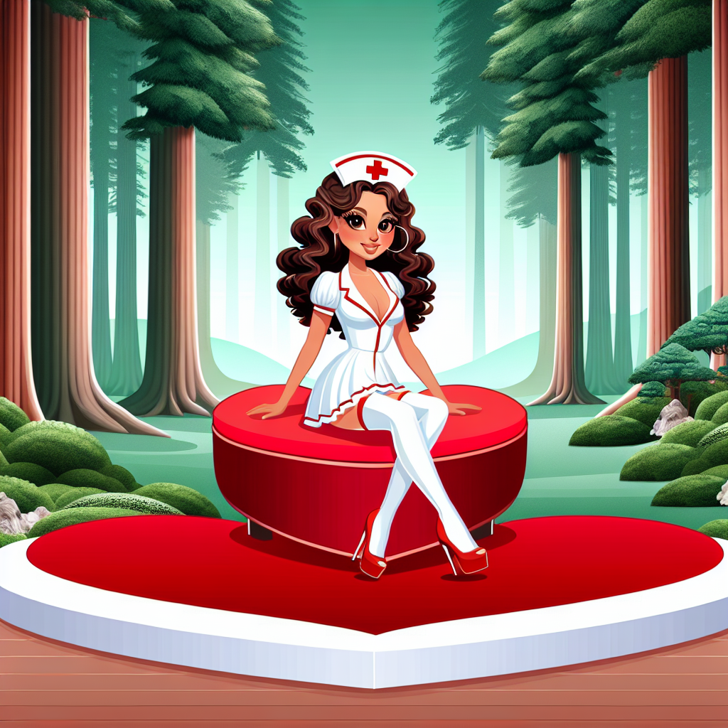Infirmière en blanc et rouge sexy en petite tenu assis sur un li Blank Meme Template