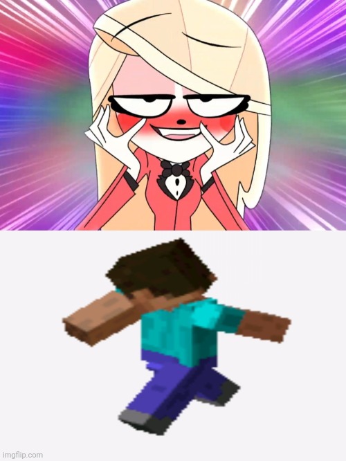 Charlie Chasing The Minecraft Guy (Steve) | image tagged in charlie magne chasing after a random character,hazbin hotel,minecraft,minecraft steve,chase,running | made w/ Imgflip meme maker