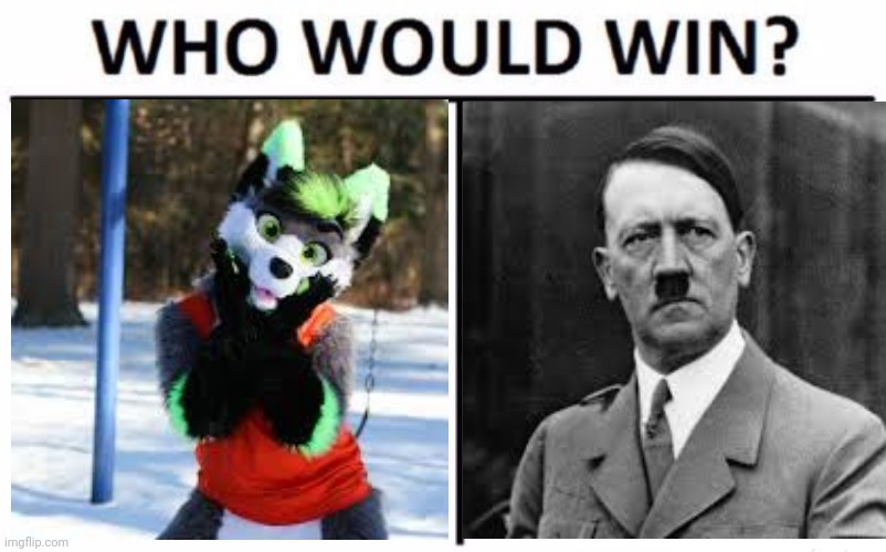 Who Would Win? Meme | image tagged in memes,who would win,hitler,anti furry,furry | made w/ Imgflip meme maker