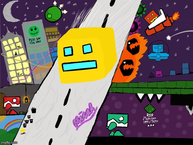 big geometry dash drawing 5 and a half hrs | made w/ Imgflip meme maker