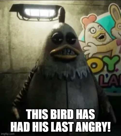 Angry Bird | THIS BIRD HAS HAD HIS LAST ANGRY! | image tagged in cursed image | made w/ Imgflip meme maker