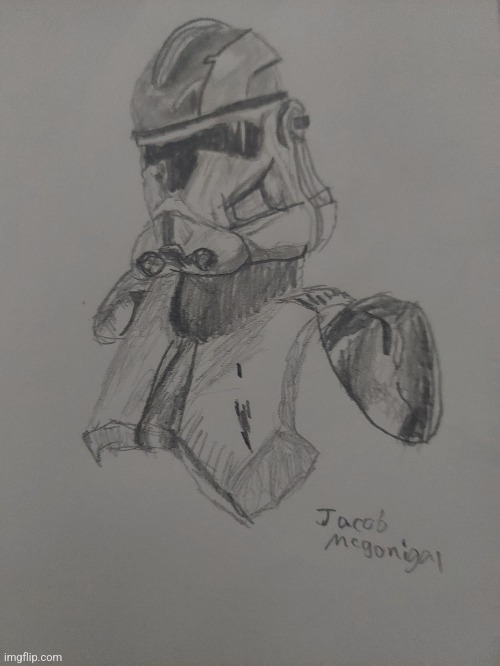 I hope you enjoy my clone trooper sketch | image tagged in clone trooper,sketch,drawing | made w/ Imgflip meme maker