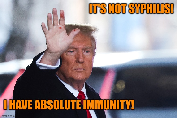 IT'S NOT SYPHILIS! I HAVE ABSOLUTE IMMUNITY! | image tagged in trump lost,vietnam | made w/ Imgflip meme maker
