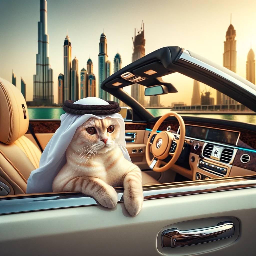 Arab Cat Rolls Royce Blank Meme Template