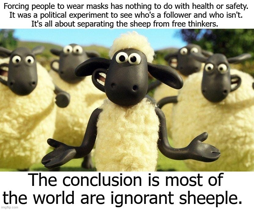 COVID Masking Was the Practice Run | image tagged in covidiots,sheeple,stupid sheep,democrats,neocons,useful idiots | made w/ Imgflip meme maker