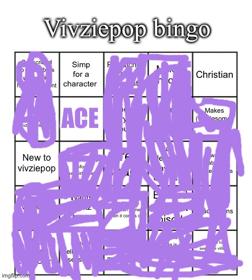 Vivziepop bingo | ACE | image tagged in vivziepop bingo | made w/ Imgflip meme maker