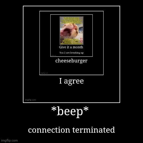 *beep* | connection terminated | image tagged in funny,demotivationals | made w/ Imgflip demotivational maker