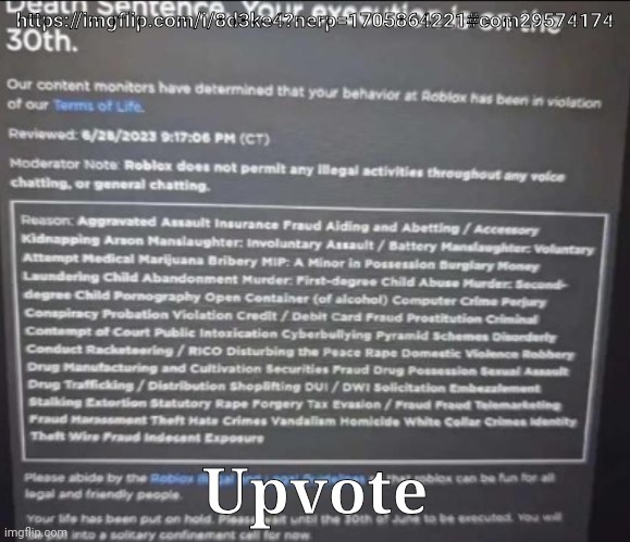 YOUR EXECUTION IS ON THE 30TH. | https://imgflip.com/i/8d3ke4?nerp=1705864221#com29574174; Upvote | image tagged in your execution is on the 30th | made w/ Imgflip meme maker