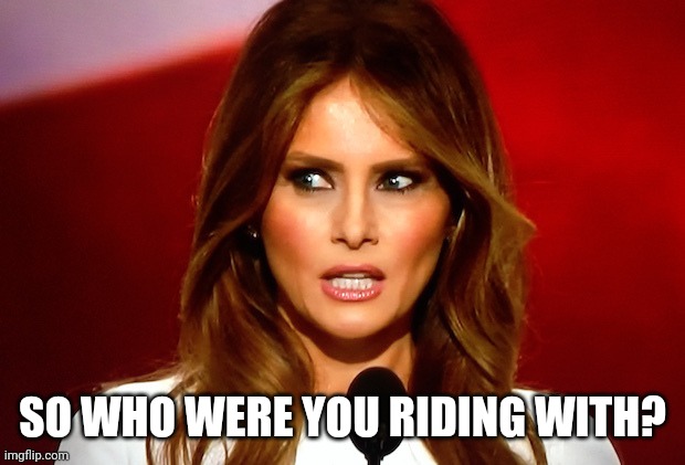 Melania trump  | SO WHO WERE YOU RIDING WITH? | image tagged in melania trump | made w/ Imgflip meme maker