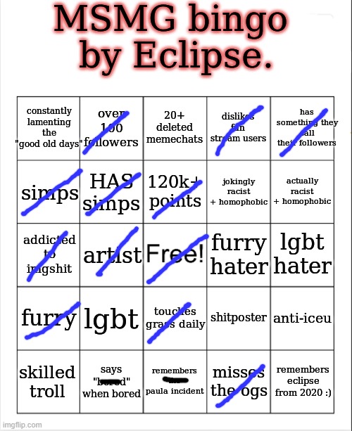 woh | image tagged in msmg bingo by eclipse | made w/ Imgflip meme maker